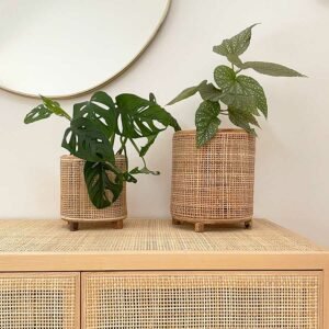 Korbgeflecht Blumentopf Rattan Nature Boho